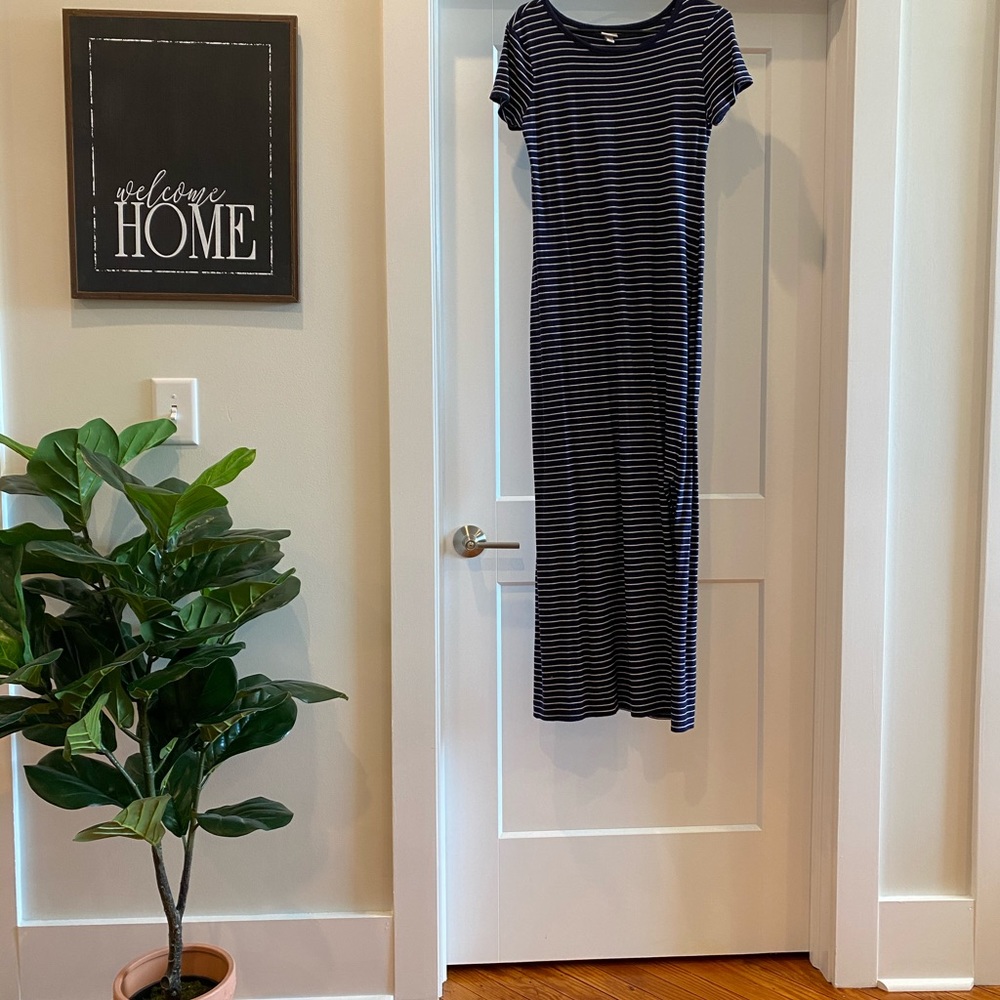 Merona Navy & White Striped Maxi Dress